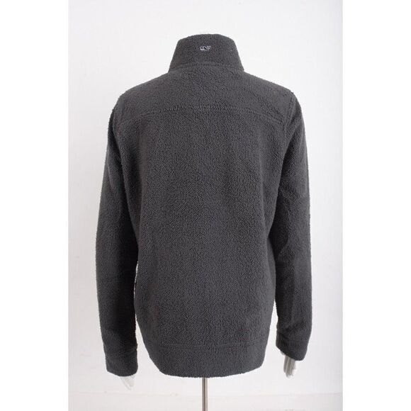 Vineyard Vines Womens Fuzzy 1/4 Zip Classic Fleece Top Shirt Pullover M Gray - Picture 5 of 6